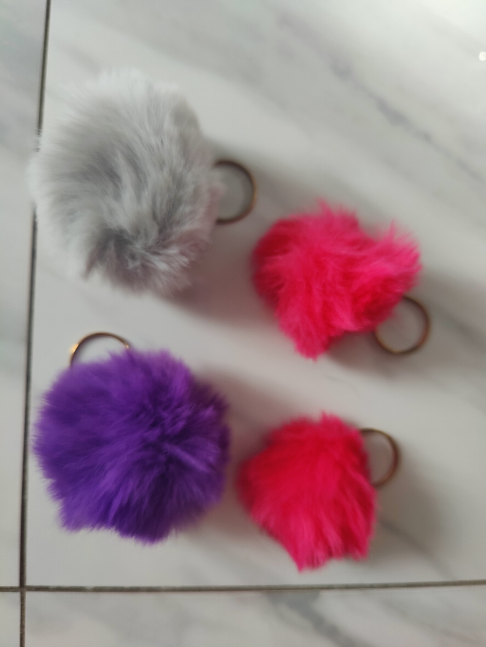 Fluffy Pom Pom Bag Charms / Keychains (Set of 4)